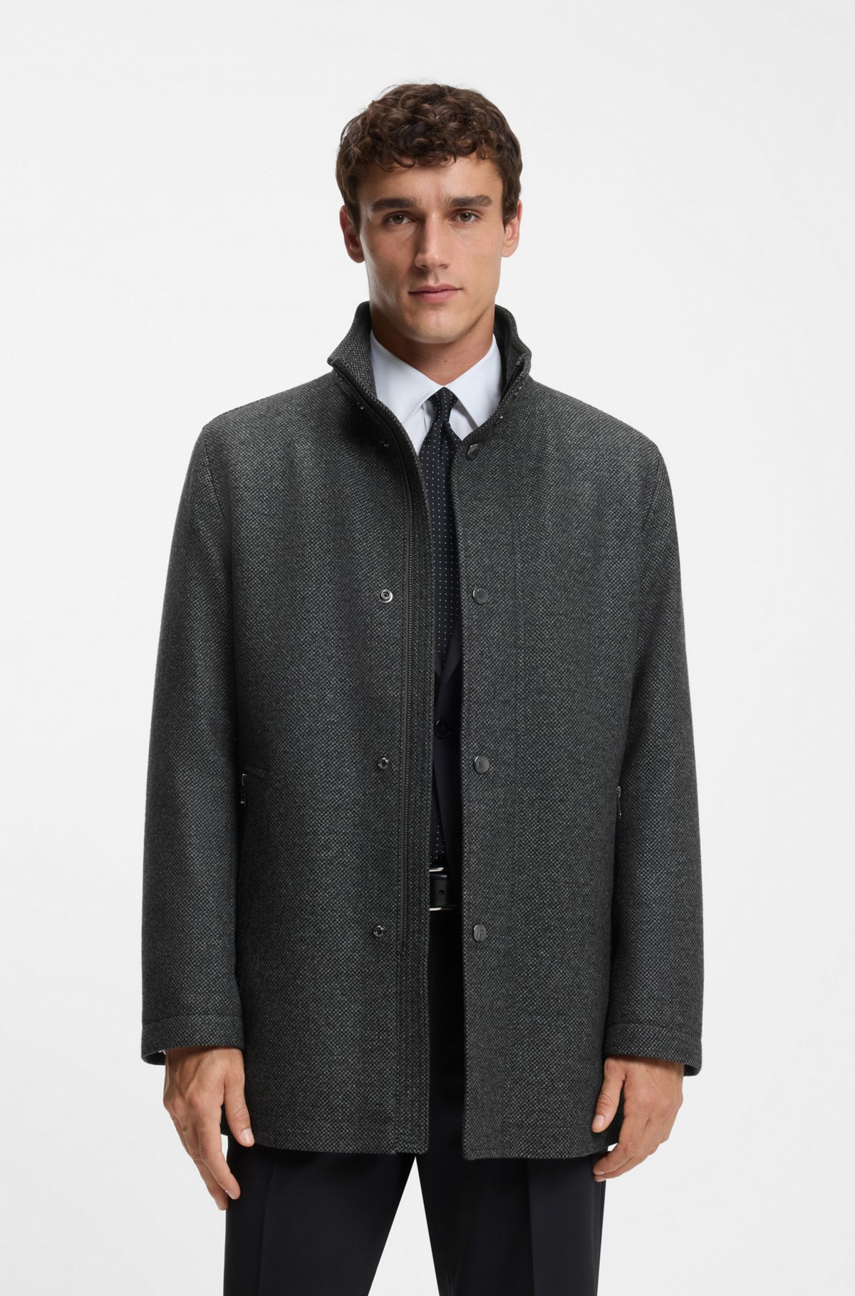 RELAXED-FIT WOOL-BLEND COAT WITH PACKABLE HOOD - 2