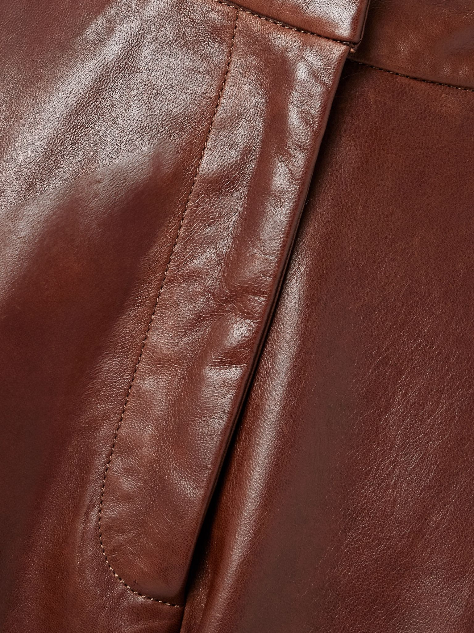 Leather barrel-leg pants Brown - 5