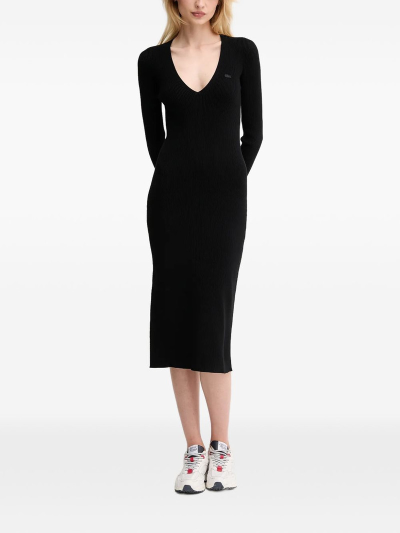 V-neck ribbed midi dress 1