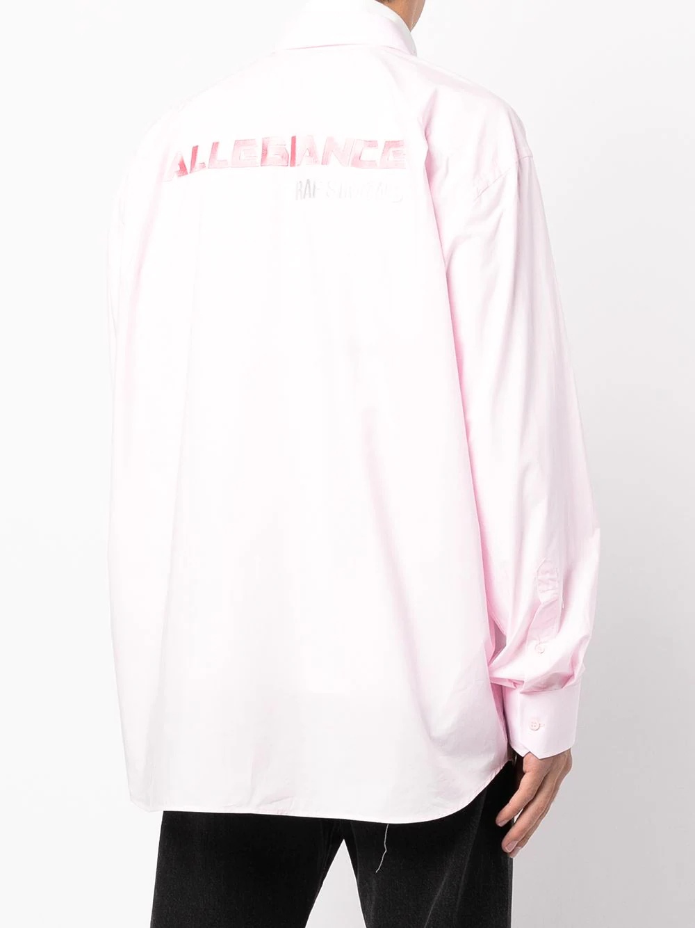 embroidered slogan oversized shirt - 4