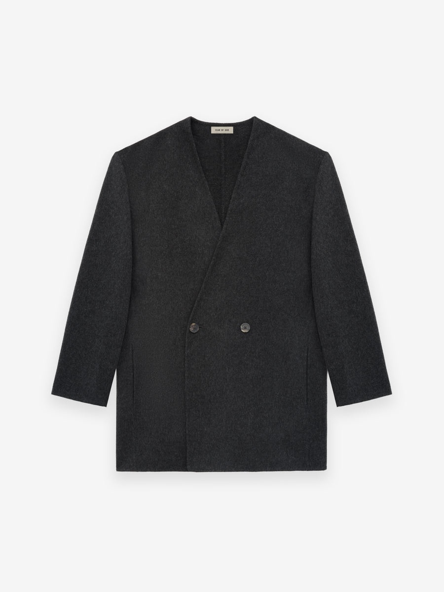Brushed Wool Cashmere Lapelless Blazer - 1