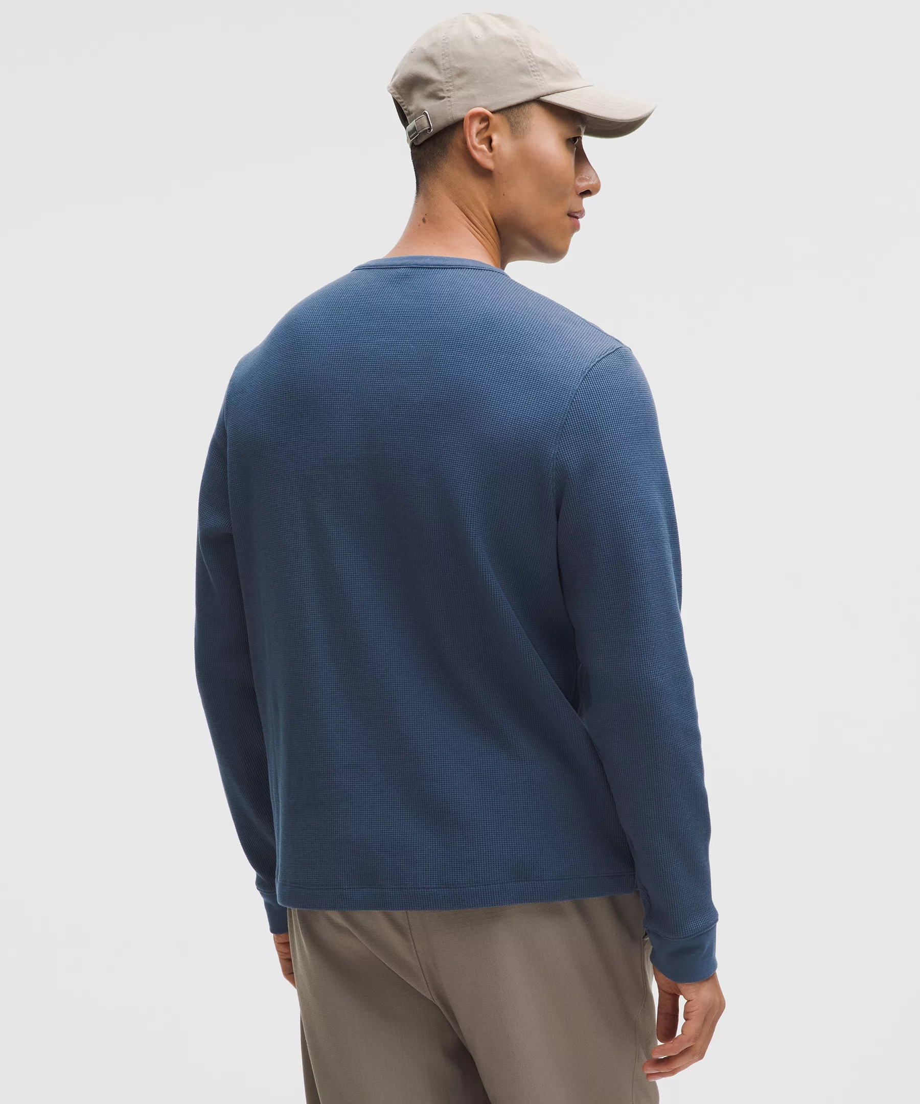 Cotton-Blend Waffle Knit Long-Sleeve Henley - 3