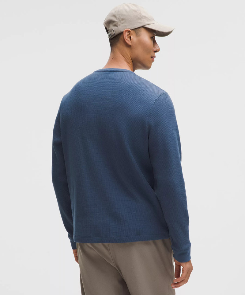 Cotton-Blend Waffle Knit Long-Sleeve Henley 3