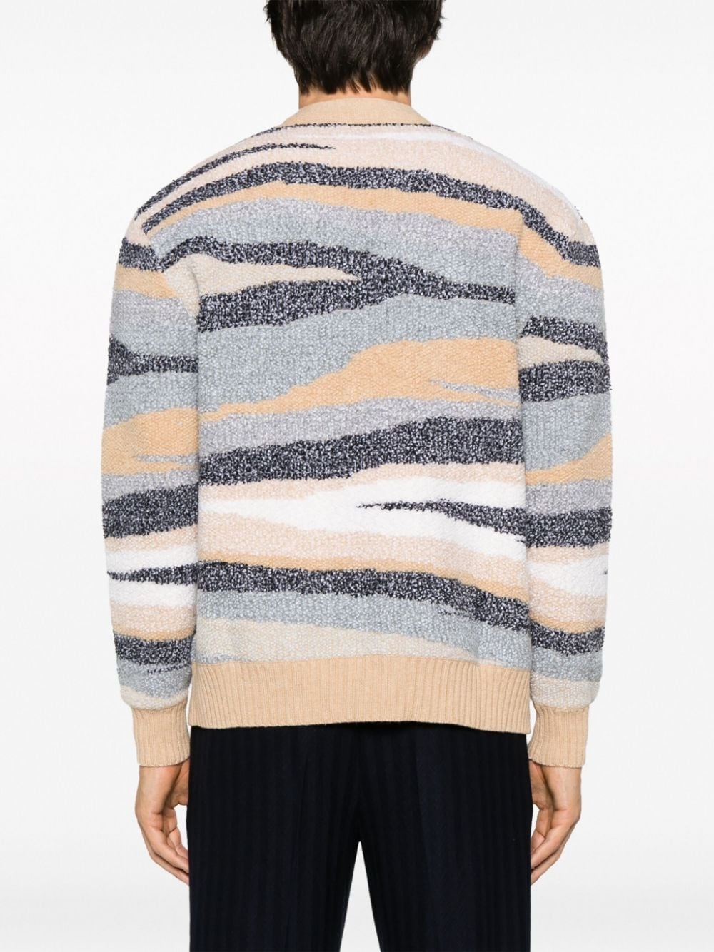 zigzag-jacquard wool cardigan - 4