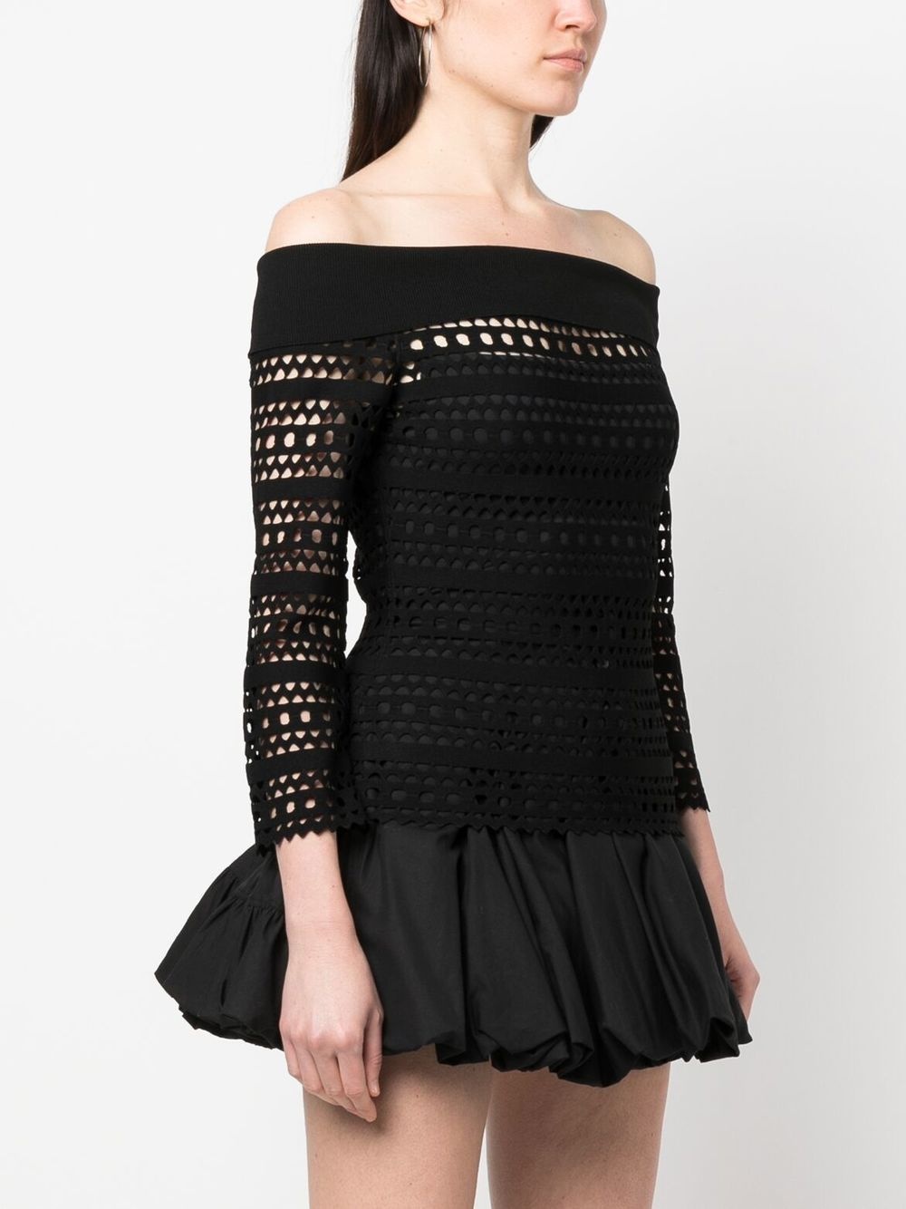 open-knit off-shoulder longsleeved top - 3