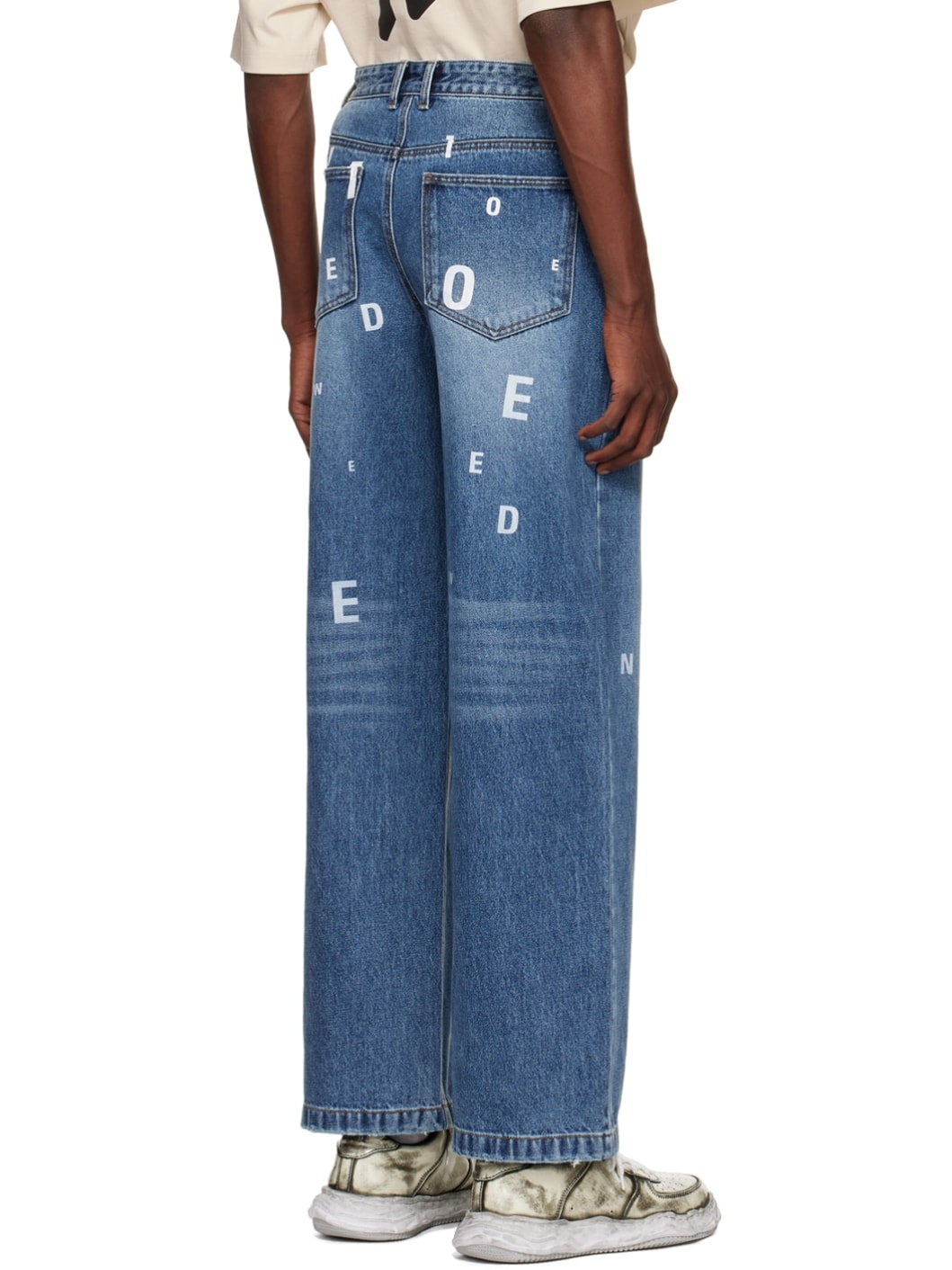 Blue Printed Jeans - 3