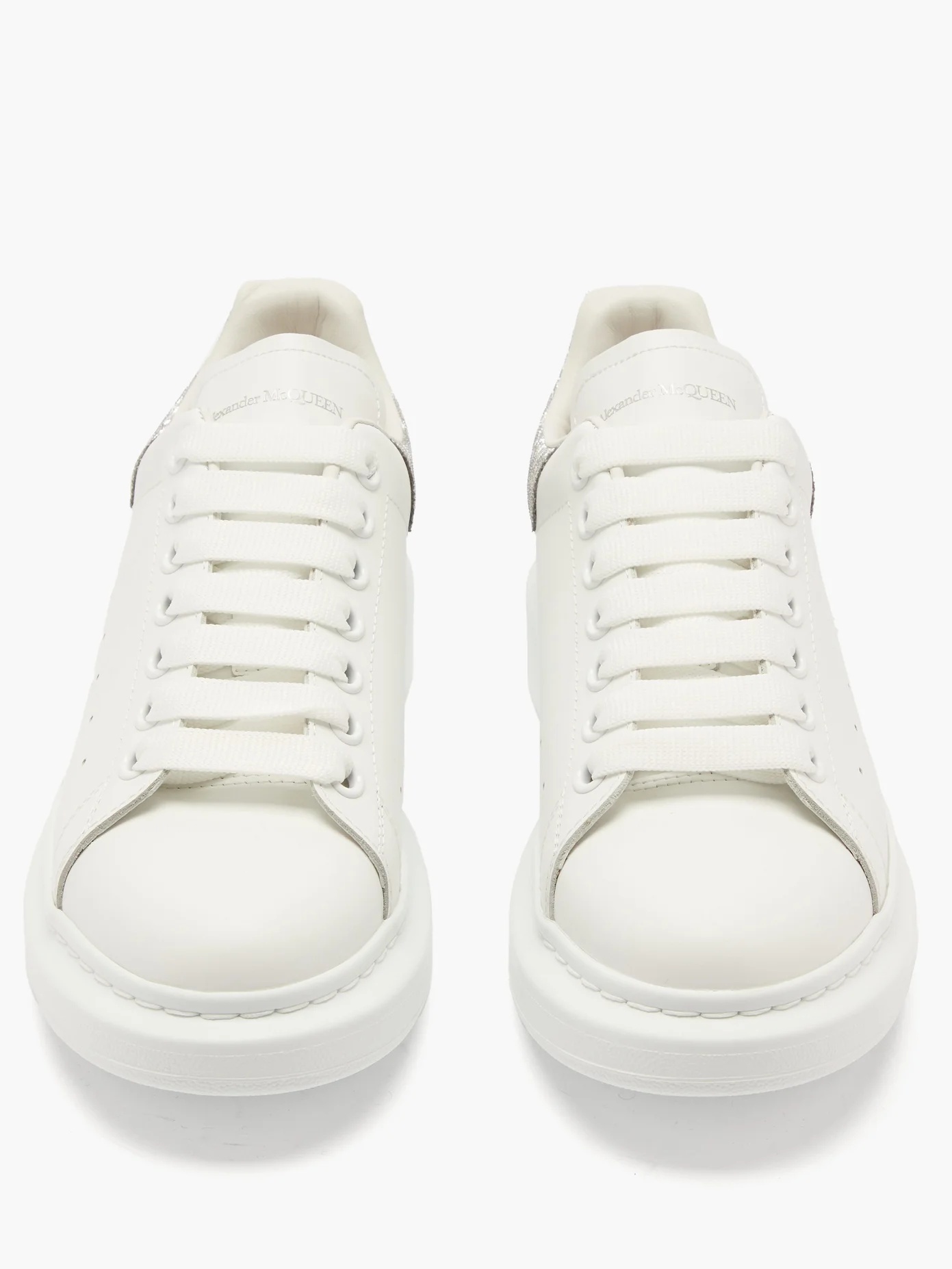 Oversized raised-sole leather trainers - 5