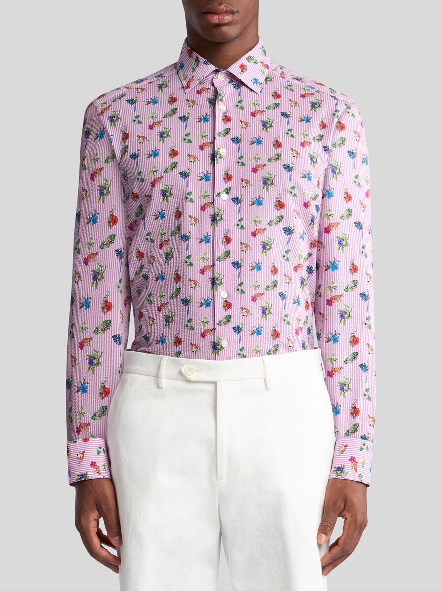 MICRO-STRIPED SHIRT WITH FLOWERS - 2
