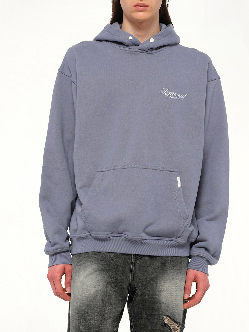 Represent Owners Club Script Hoodie in Dusty Blue - 6