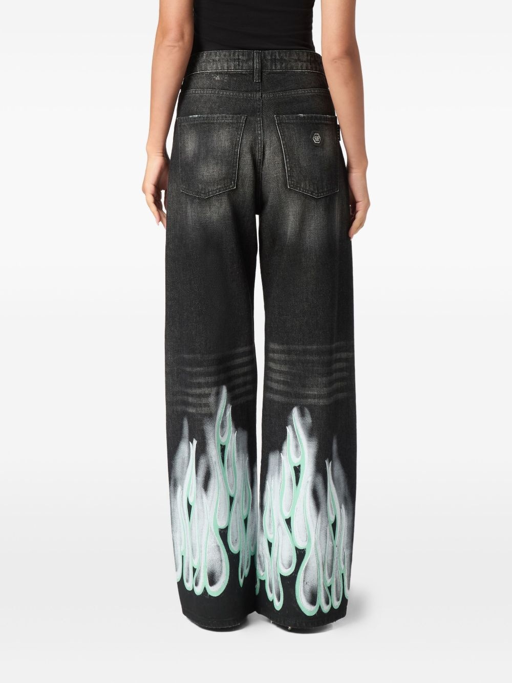 flame-print jeans - 4