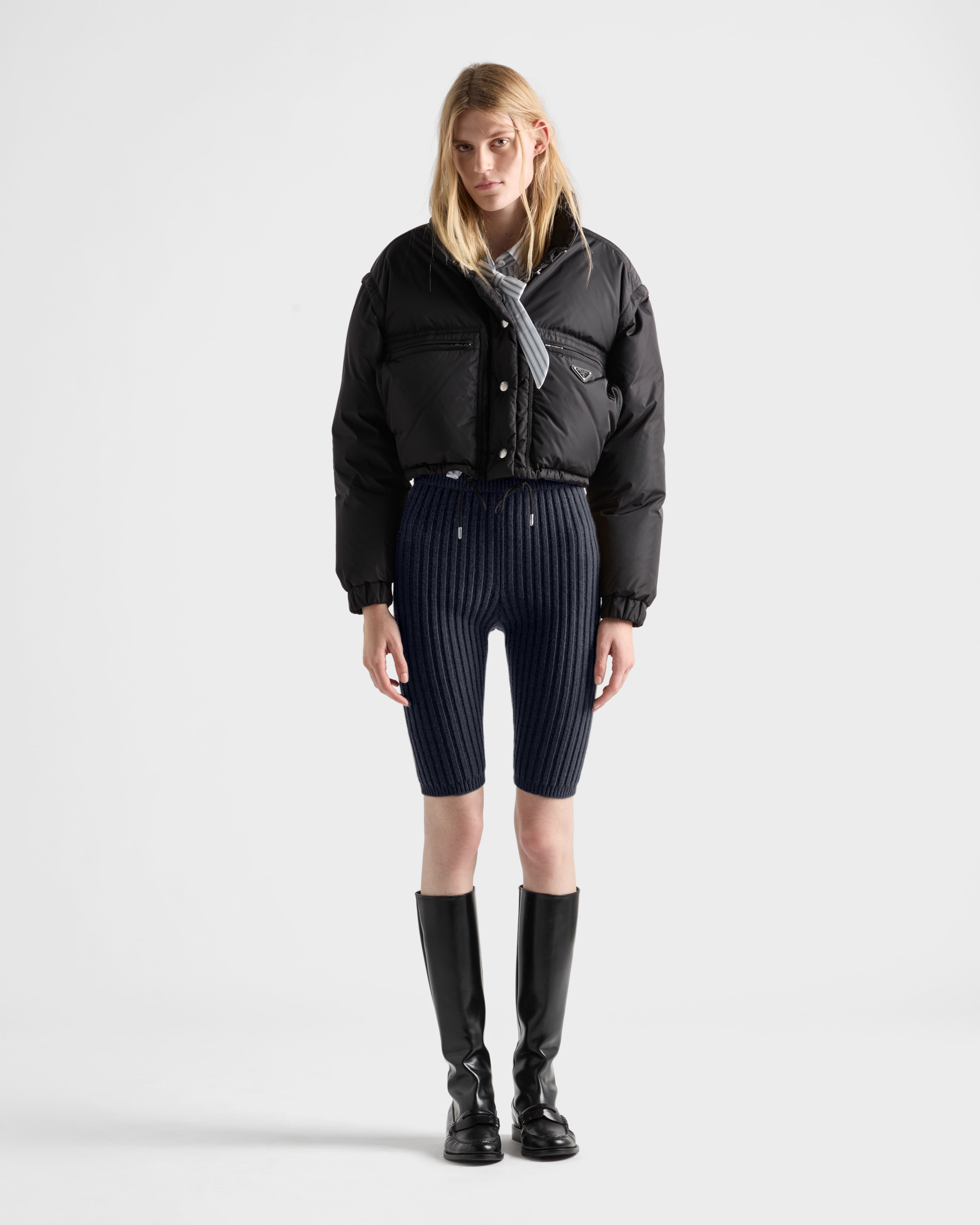 Cropped Re-Nylon down jacket - 2
