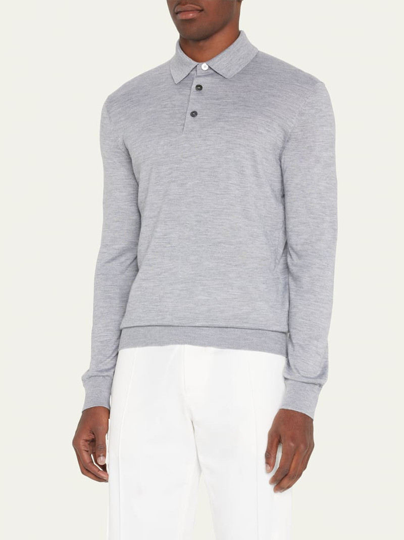 ZEGNA Men's Cashmere-Silk Polo Shirt outlook