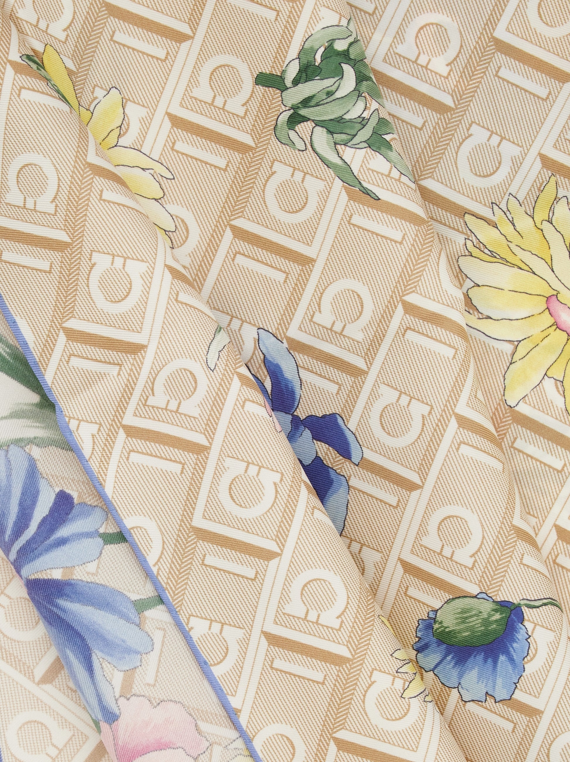 Bouquet print silk scarf - 4