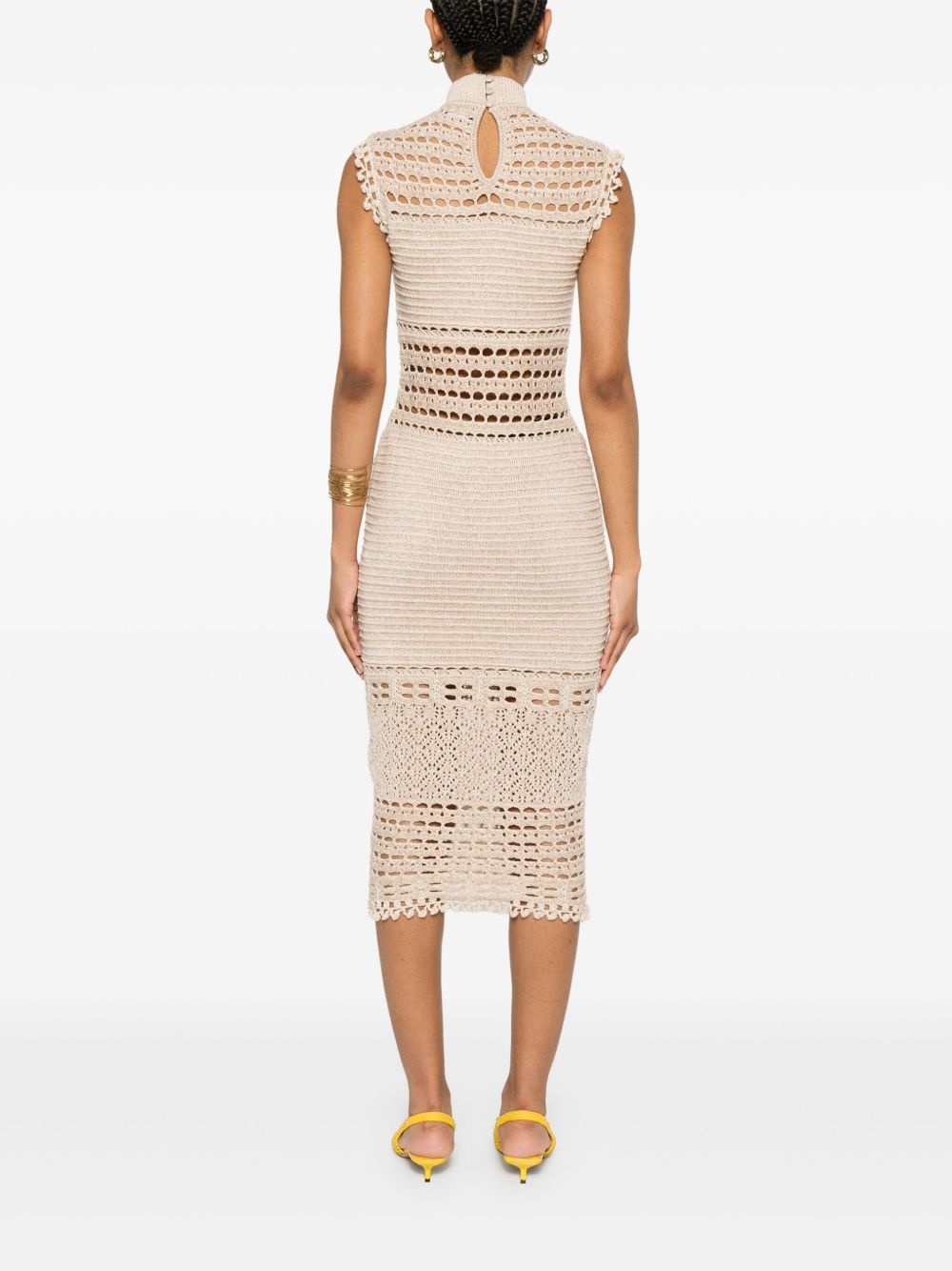 crochet-knit midi dress - 4