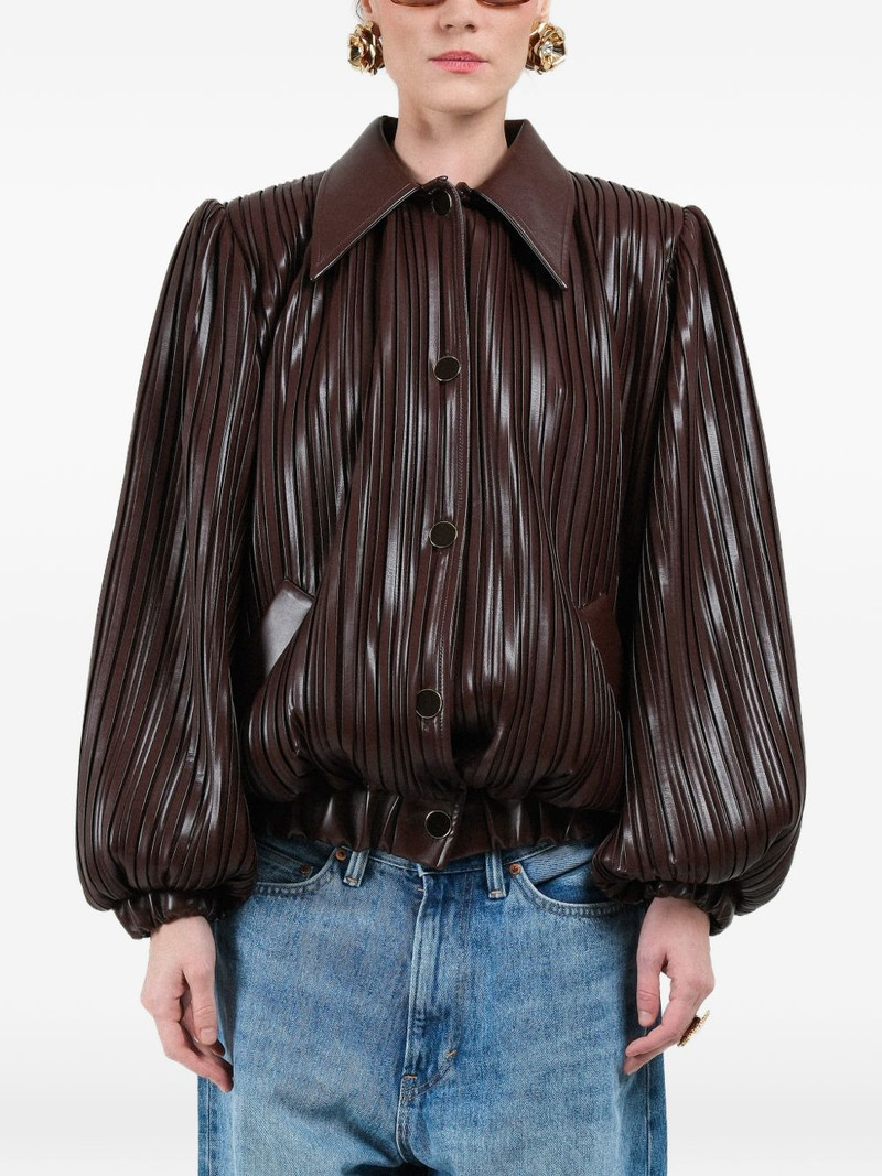 pleated short bomber jacket 1