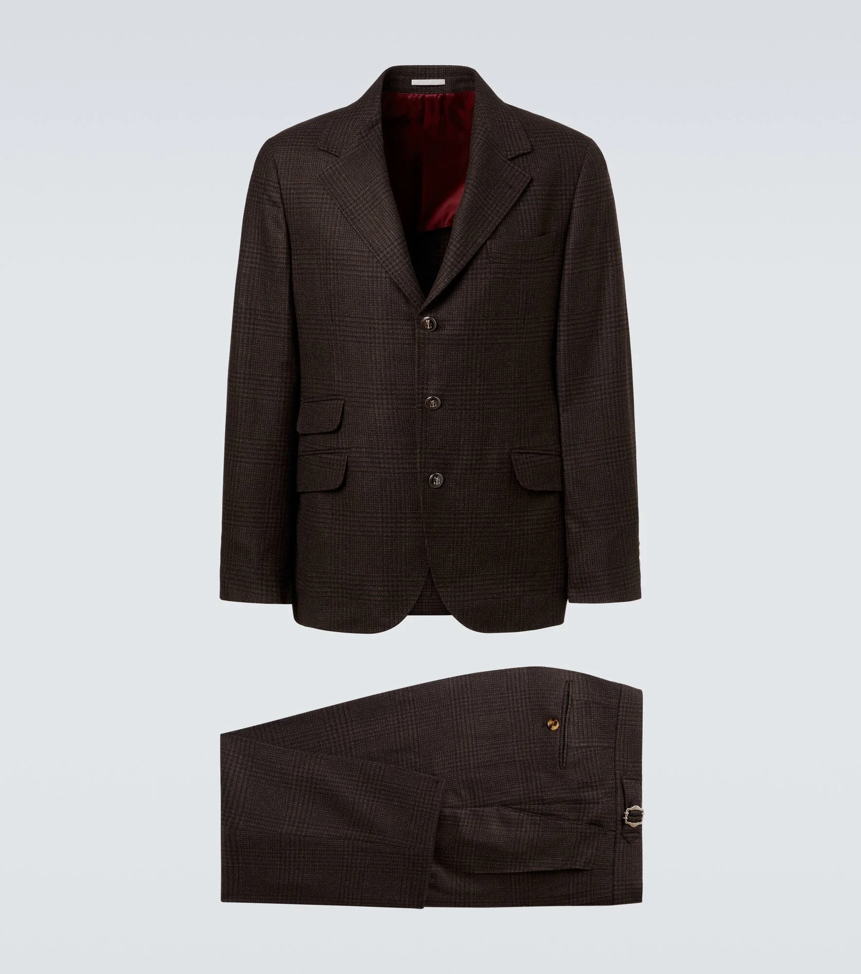 Checked wool, cashmere, and silk twill suit - 1