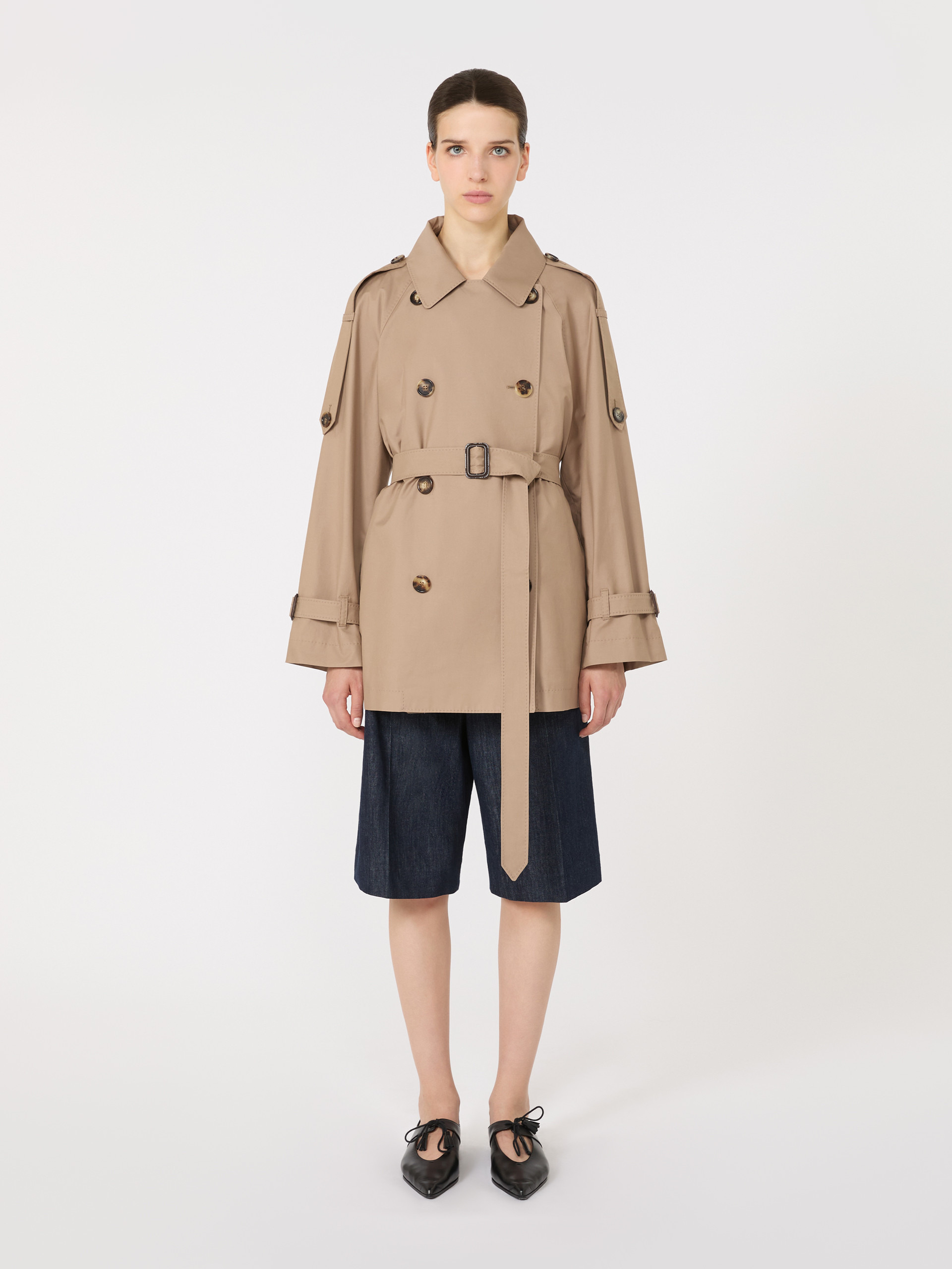 CAROLINE Short double-breasted trench coat in water-repellent cotton twill - 3