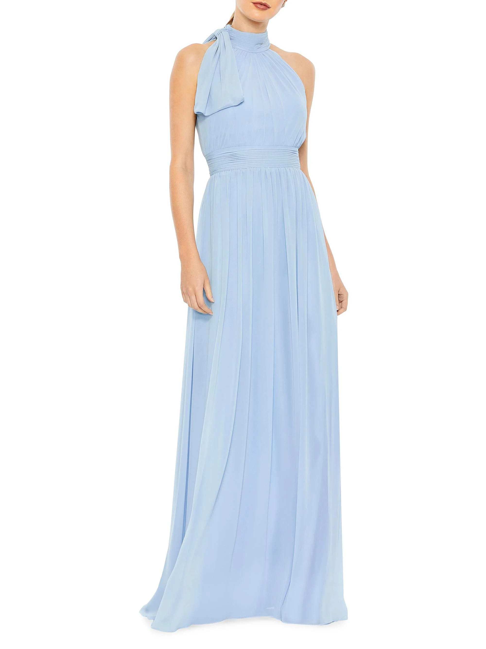 Women's Sleeveless Chiffon Gown - Powder Blue - 1