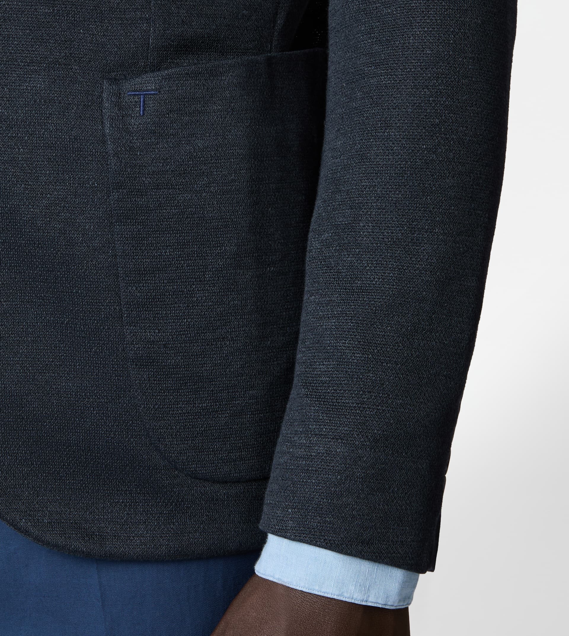 BLAZER IN LINEN - BLUE - 5