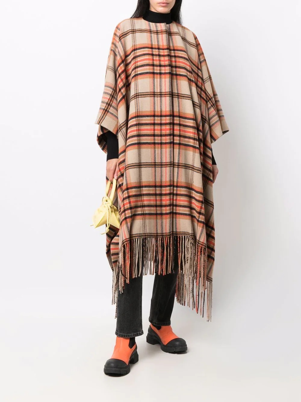 fringed tartan cape - 2