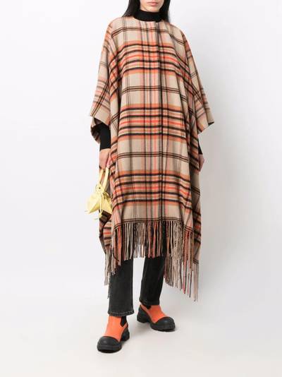 MSGM fringed tartan cape outlook