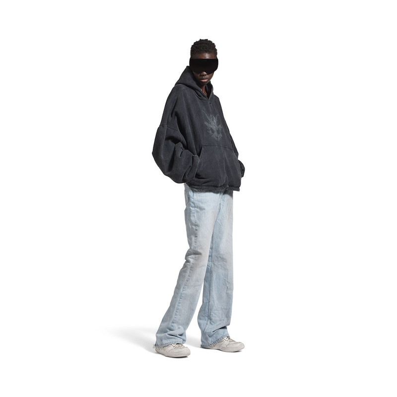 BALENCIAGA Women's Kittycat Cropped Hoodie in Faded Black/white outlook