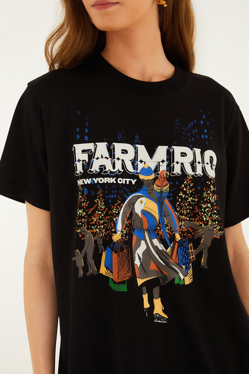 FARM RIO Black Nyc Skating Organic Cotton T-Shirt outlook