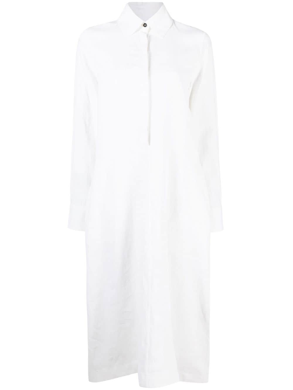 linen long-sleeve shirt dress - 1