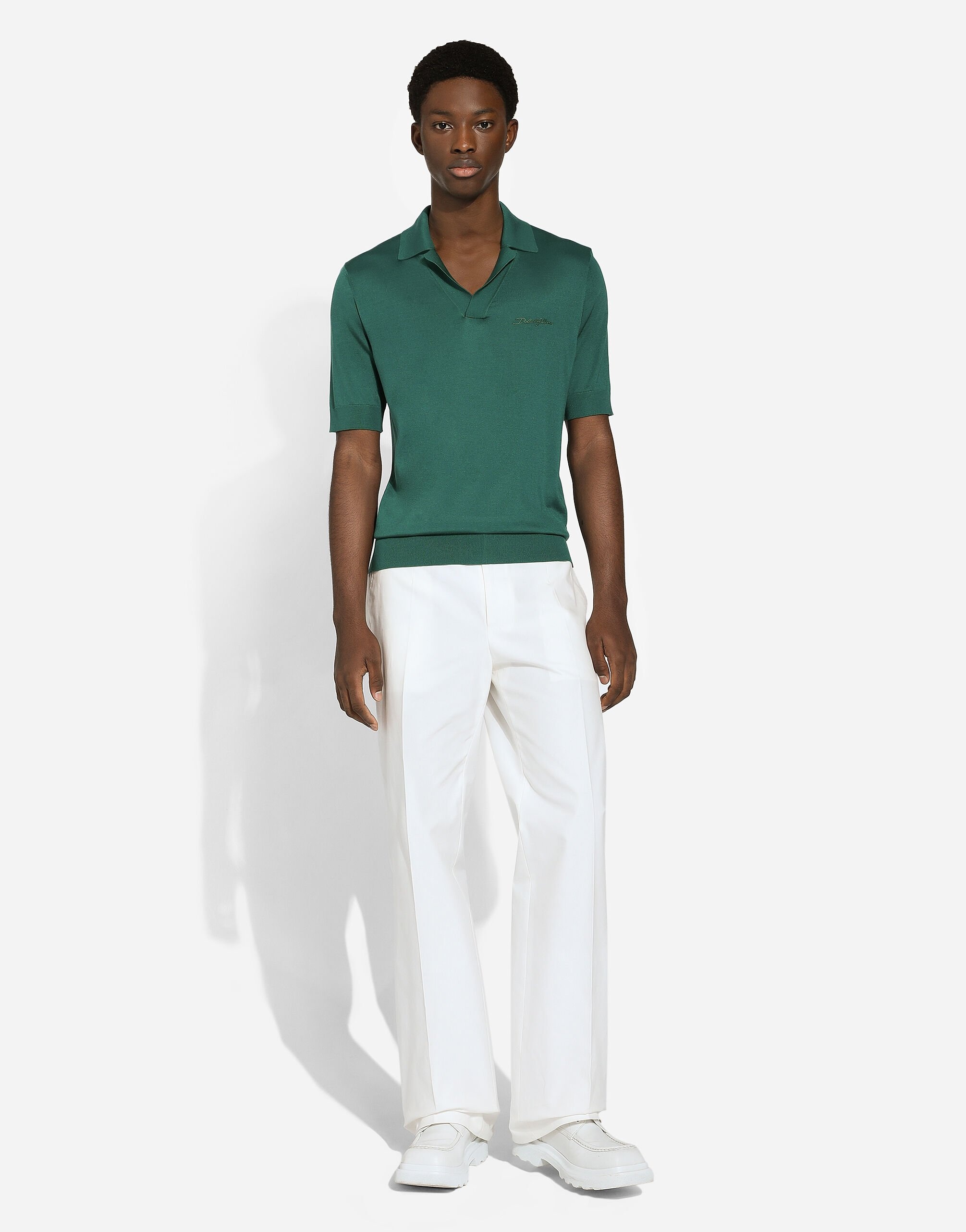Silk polo-shirt with Dolce&Gabbana embroidery - 2