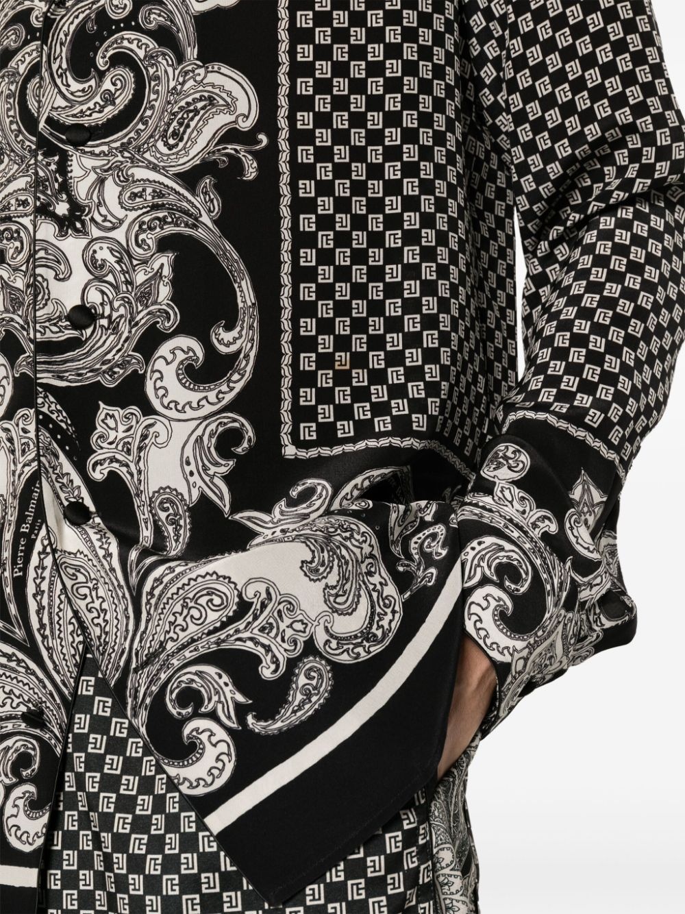 monogram-print silk shirt - 5