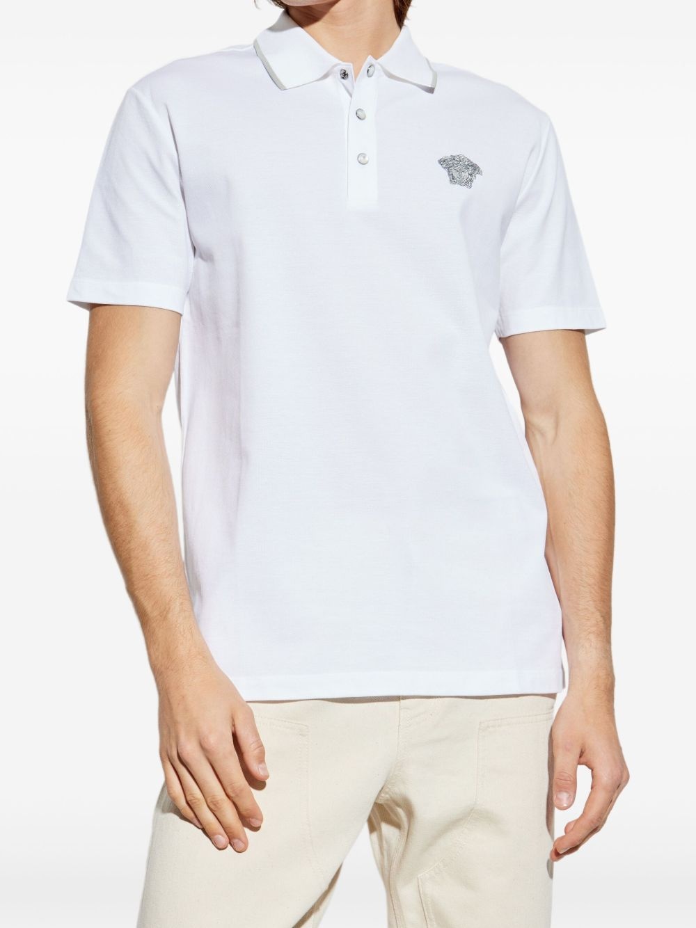 logo-embroidered polo shirt - 3