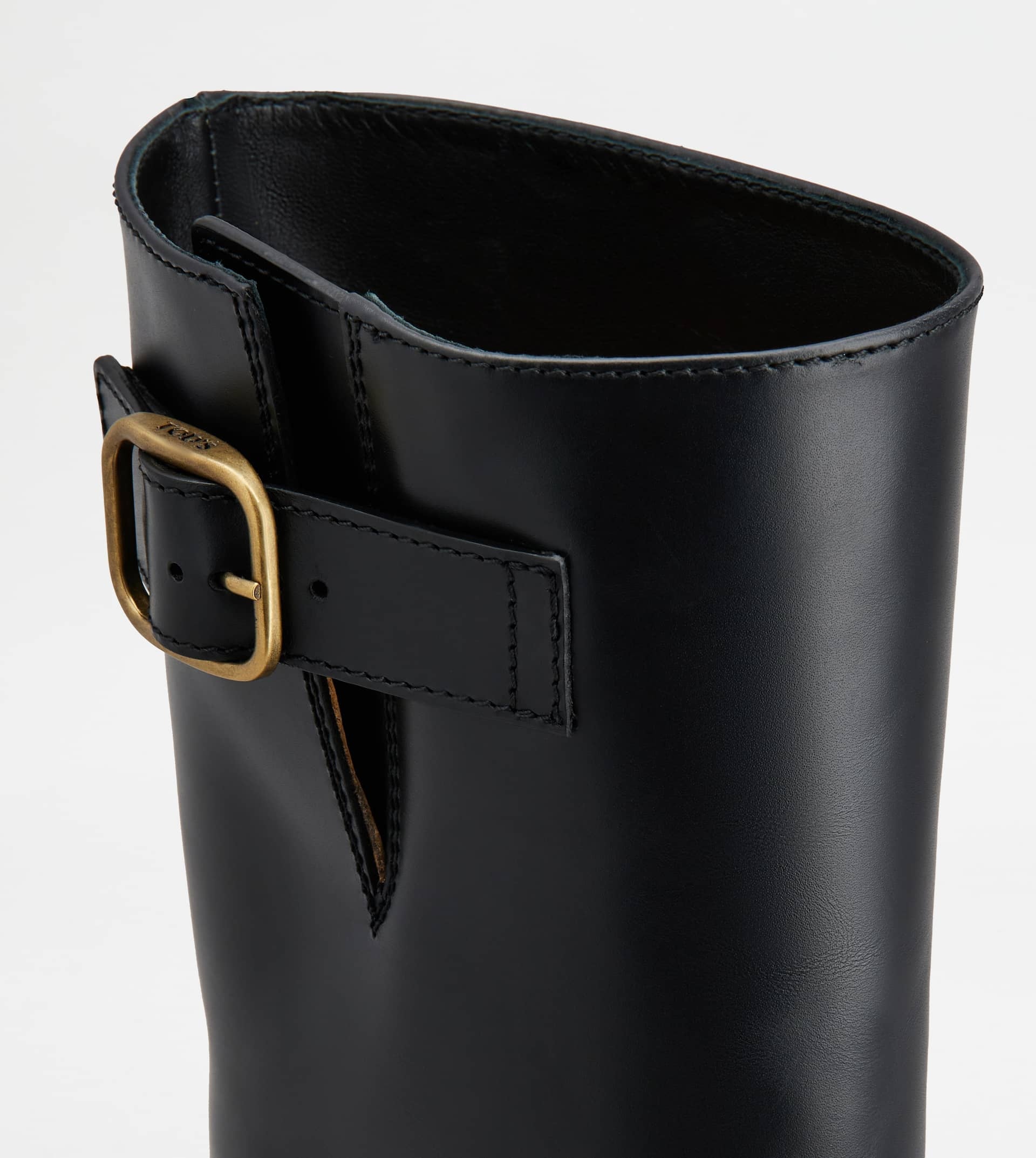 BIKER BOOTS IN LEATHER - BLACK - 6