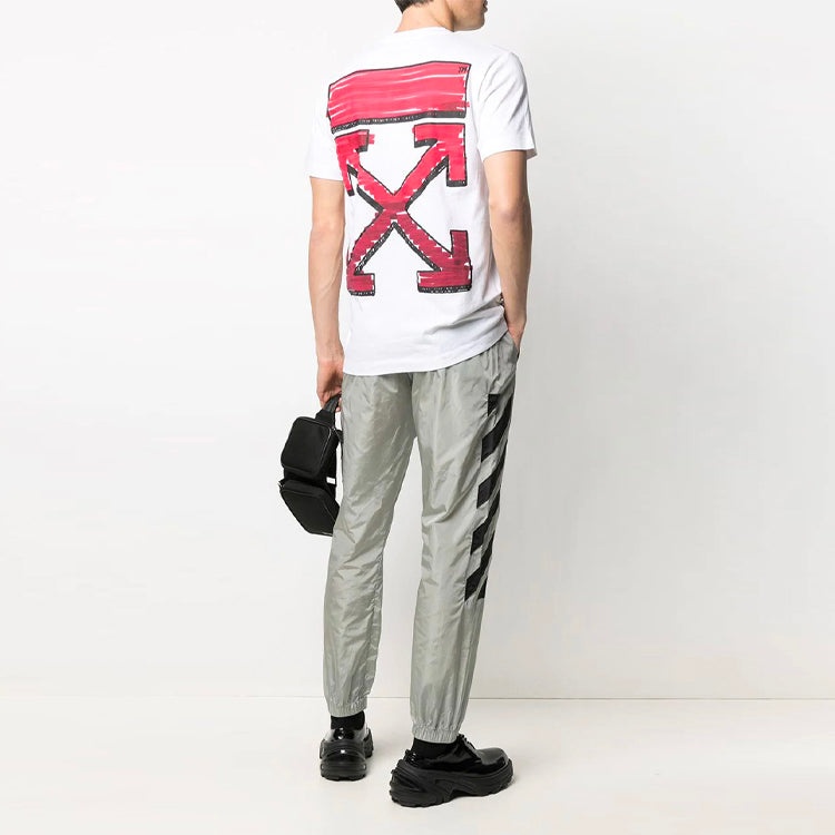 Off-White SS21 Back Arrow Logo Printing Round Neck Pullover Short Sleeve White OMAA027R21JER0030125 - 4