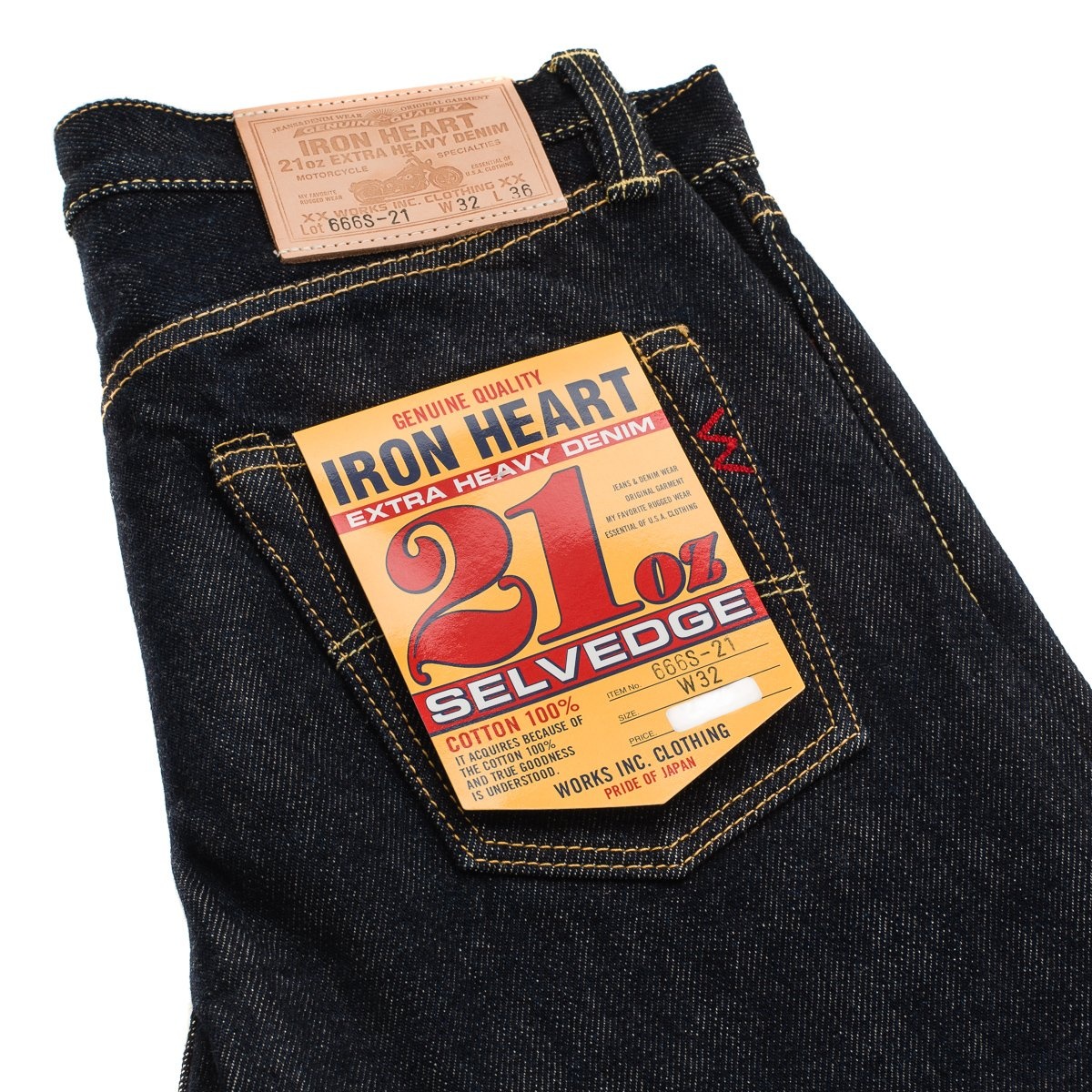 IH-666S-21 21oz Selvedge Denim Slim Straight Indigo - 3