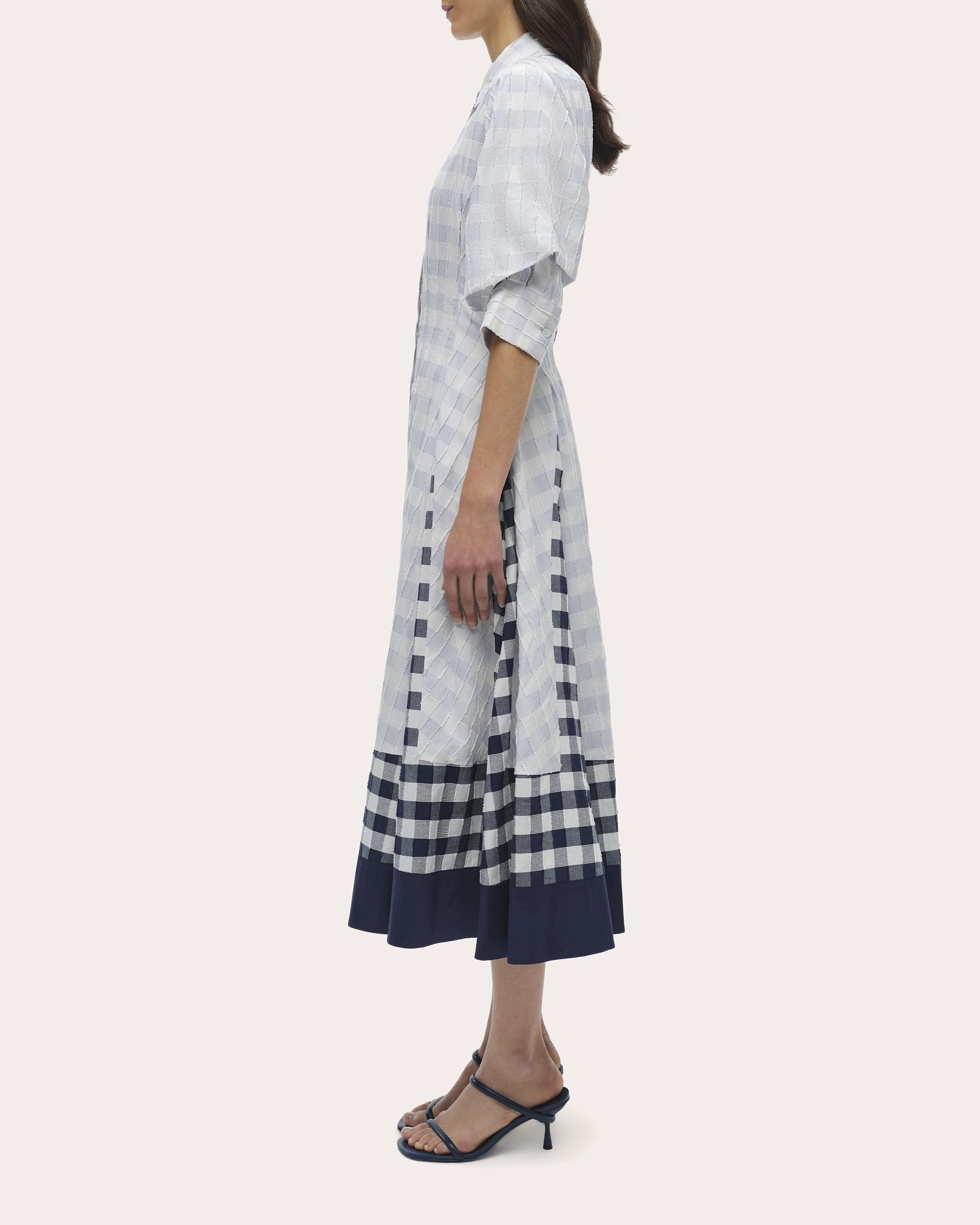 Jazz Gingham Cotton Fil-Coupe Pintuck Midi Dress - 3