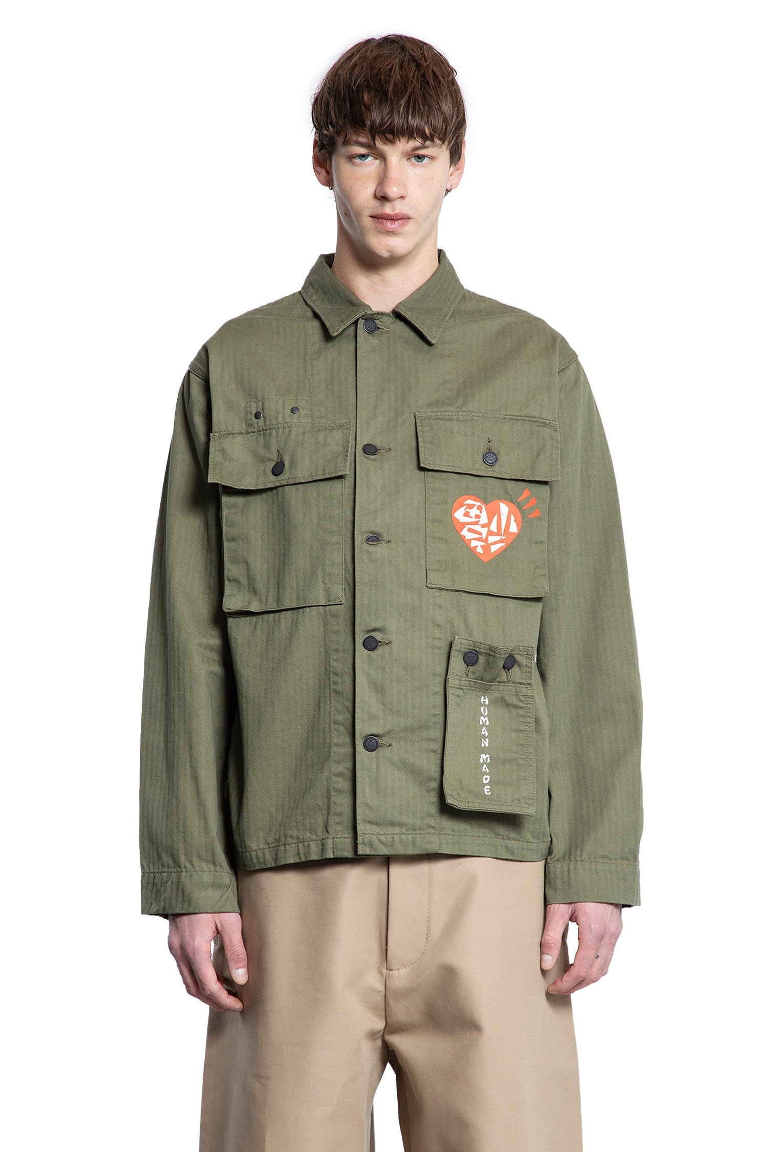 Human Made Military Shirt Olive - HM29SH004 | REVERSIBLE
