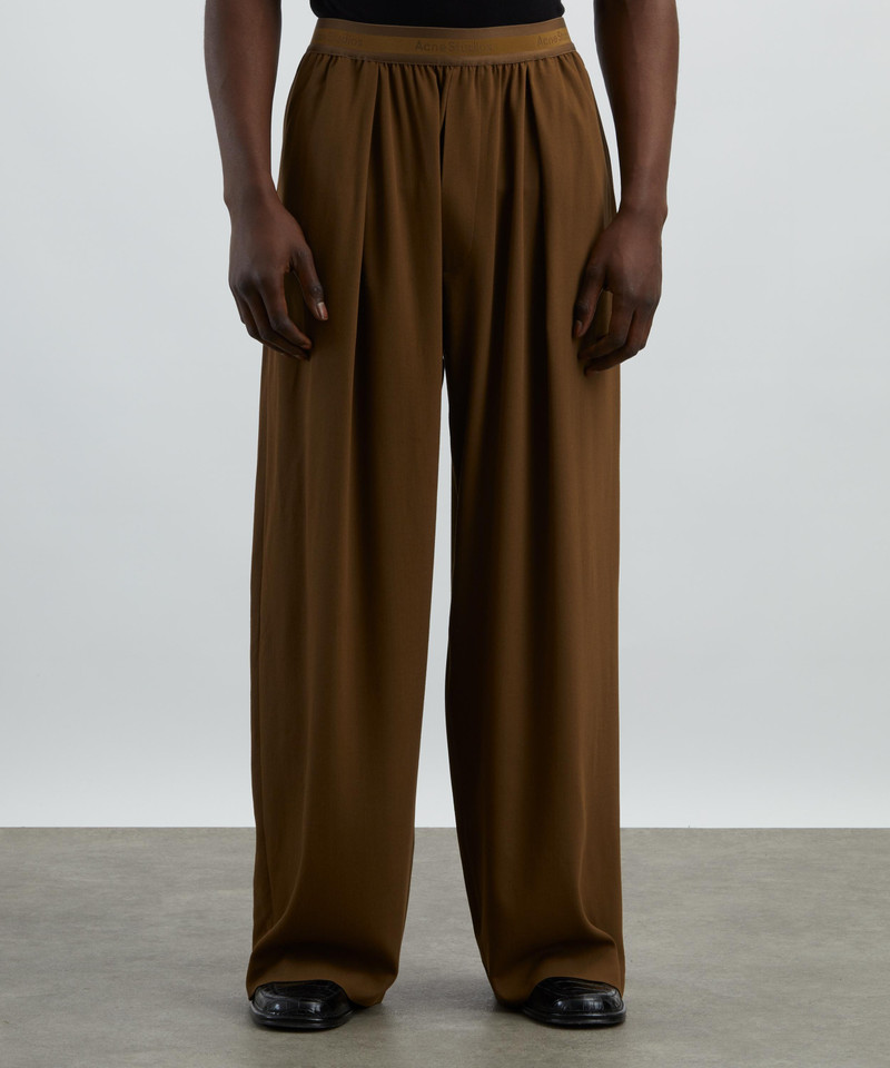 Acne Studios Brown Loose-Fit Logo Trousers outlook