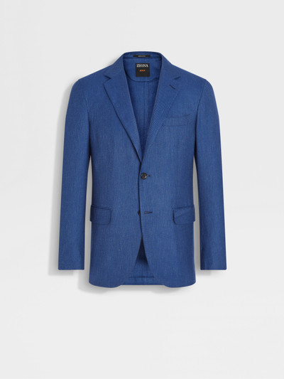 ZEGNA UTILITY BLUE CASHMERE SILK AND LINEN JACKET outlook