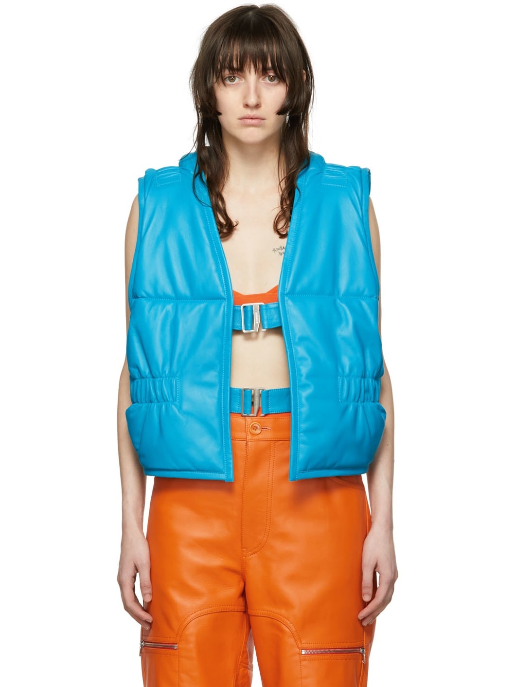 Blue 'Le Gilet Azul' Sleeveless Lambskin Jacket - 1