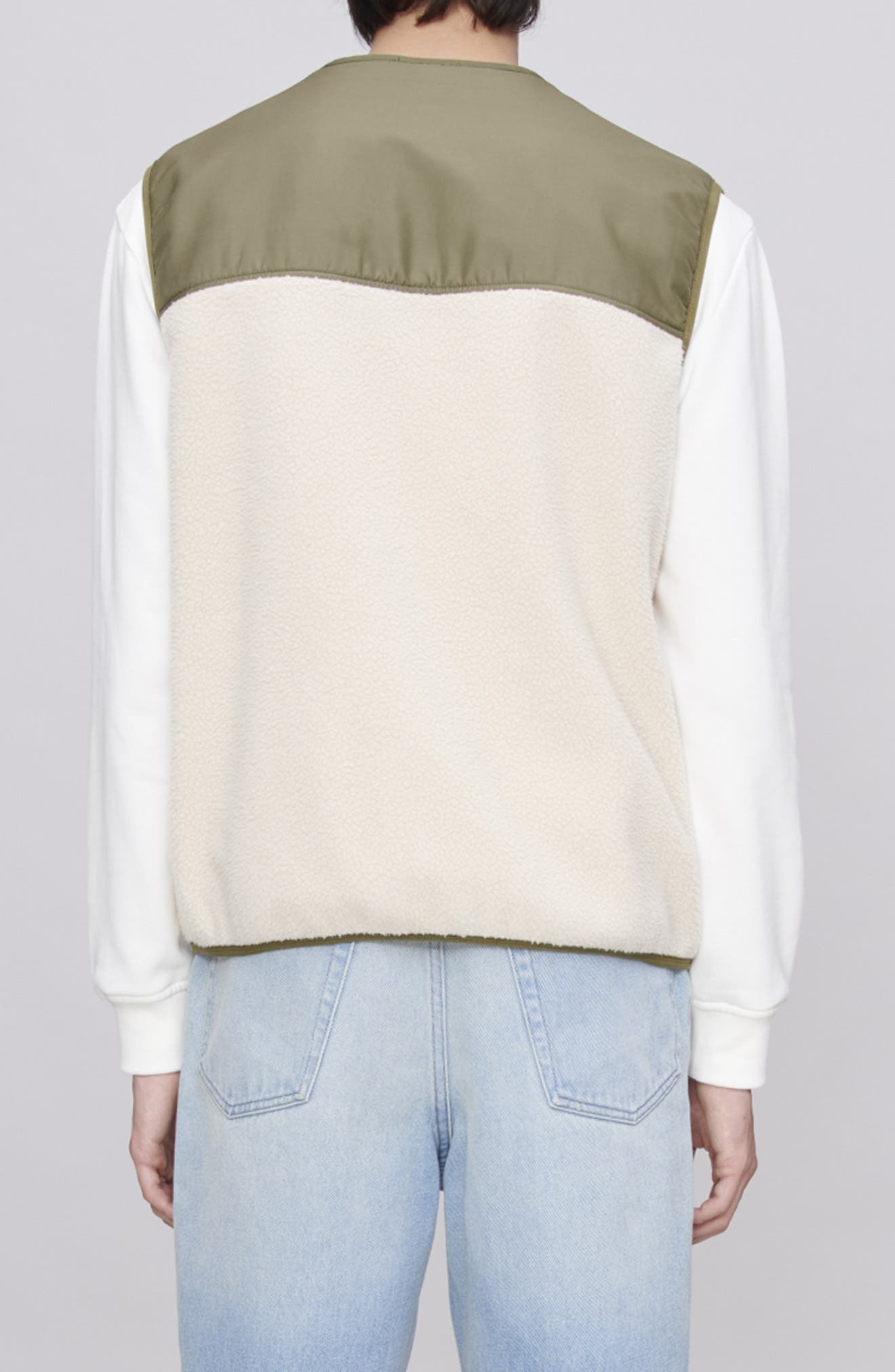 A.P.C. Marty Colorblock Fleece Vest in Aac Off White at Nordstrom - 2
