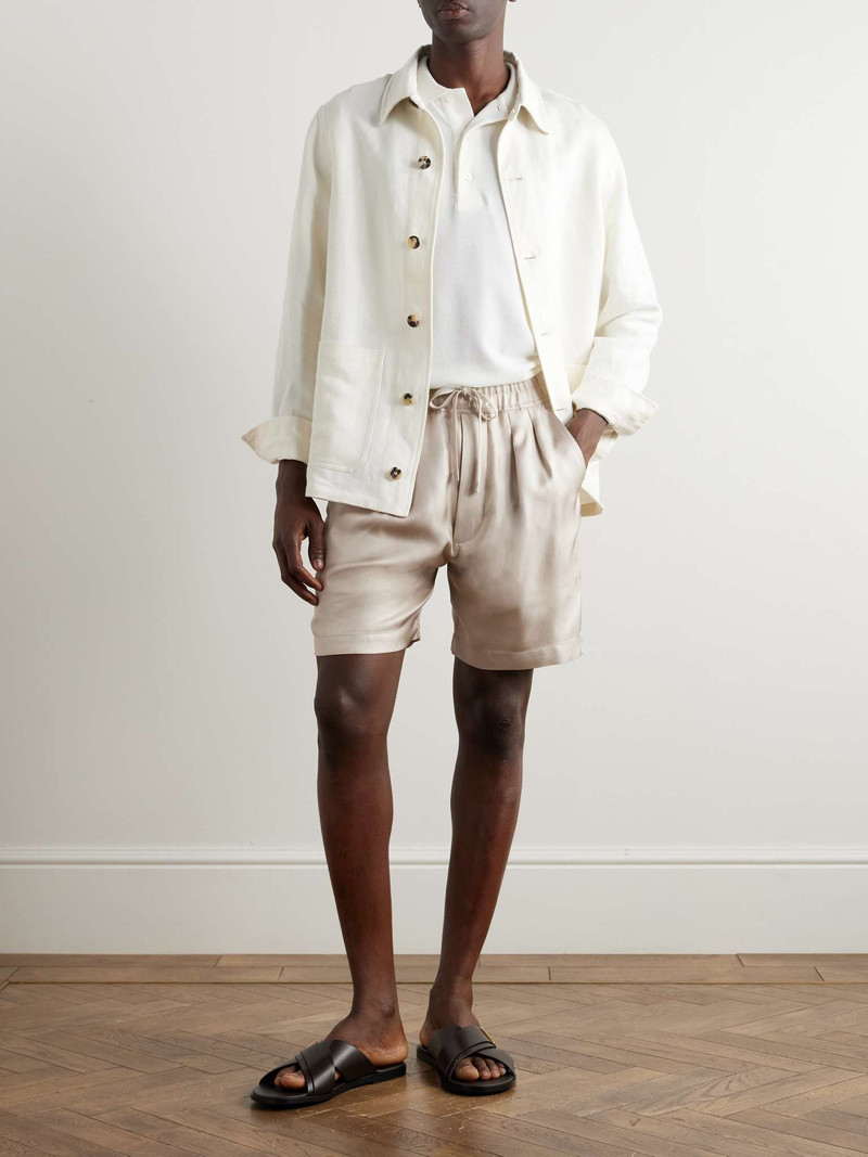 TOM FORD Straight-Leg Pleated Silk-Twill Shorts outlook