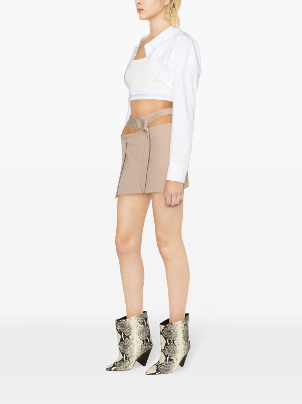 asymmetric belted miniskirt - 3
