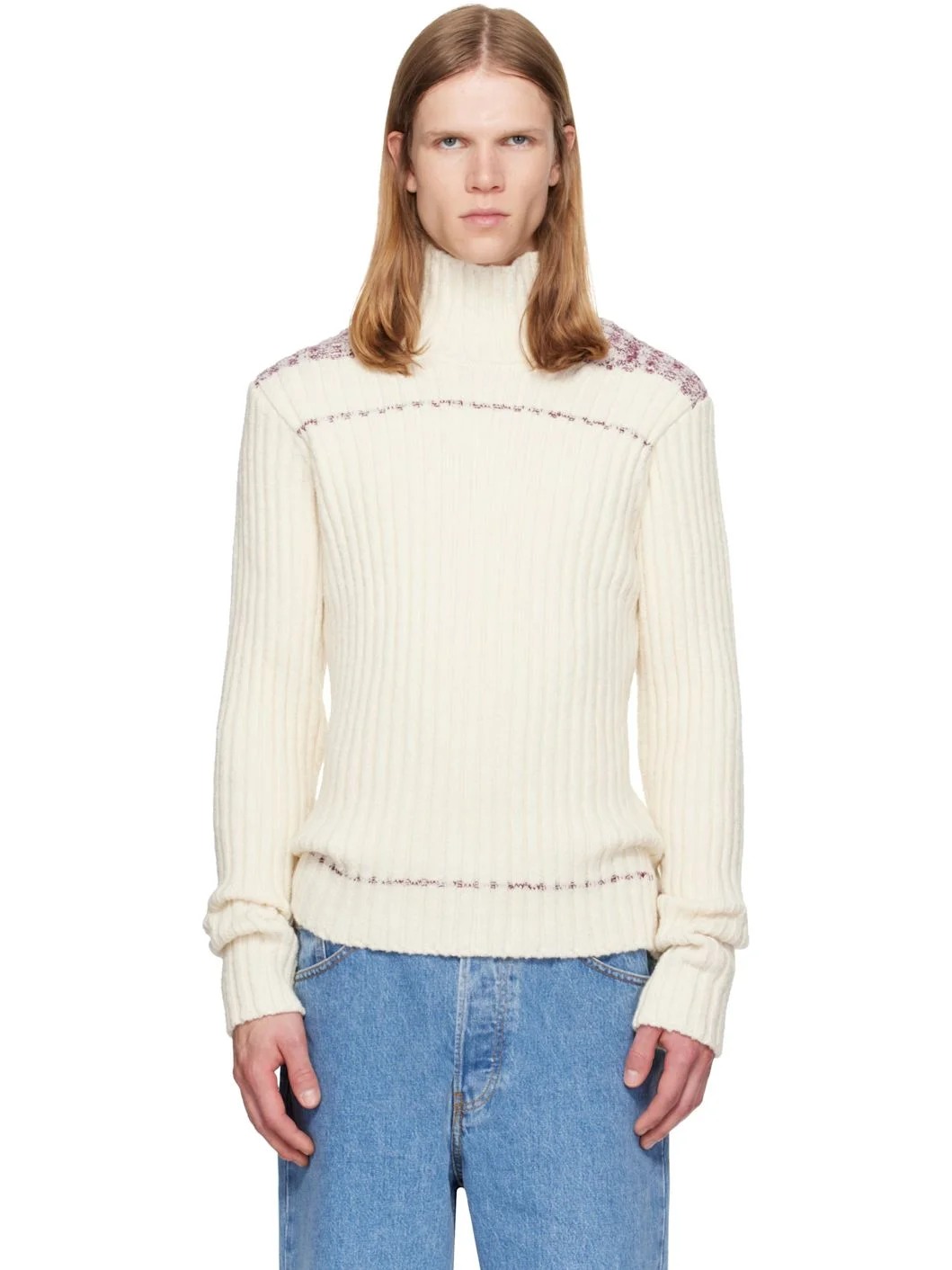 Off-White Rib-Knit Wool Turtleneck - 1