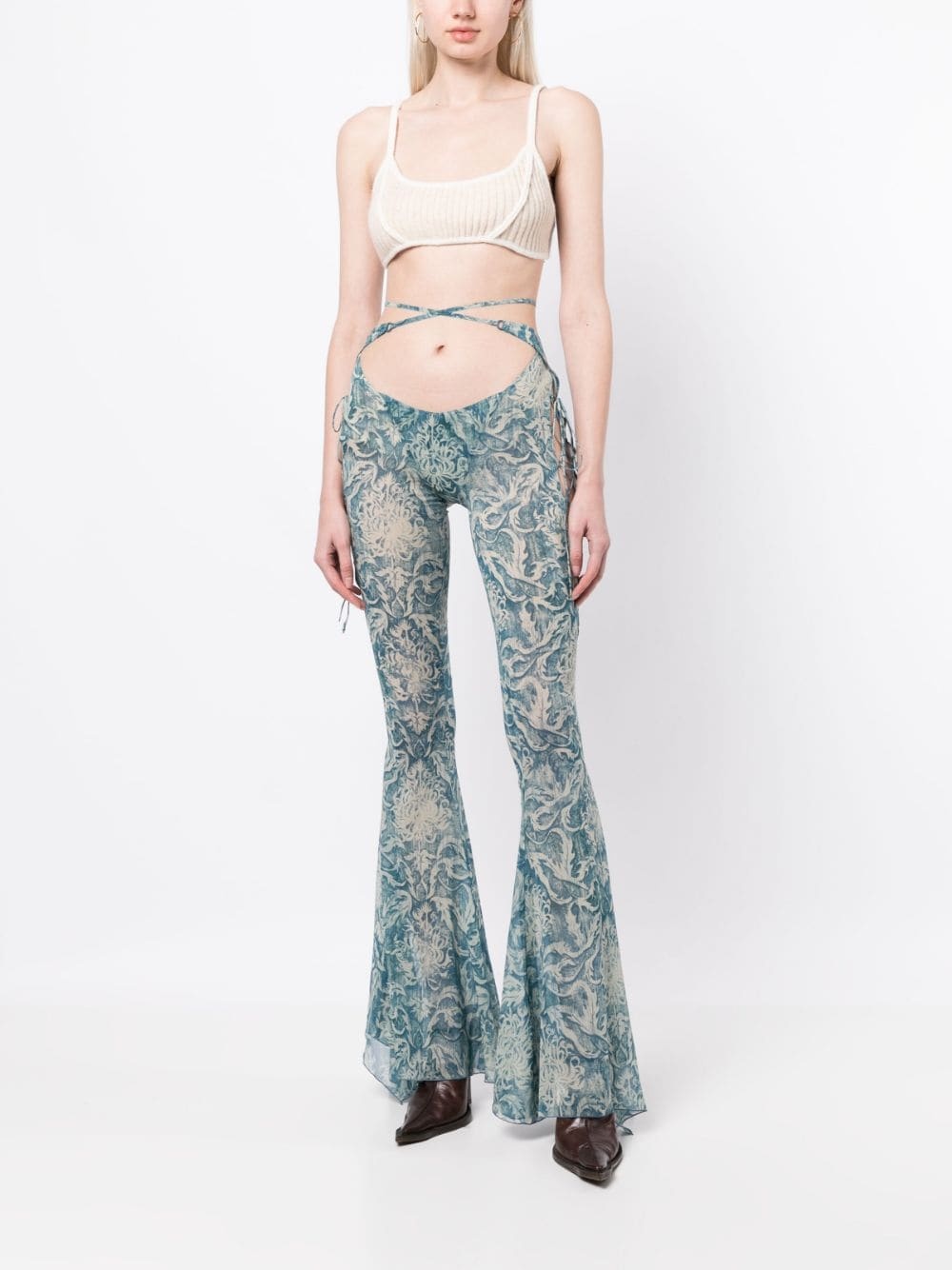 Glimmer graphic-print flared trousers - 2