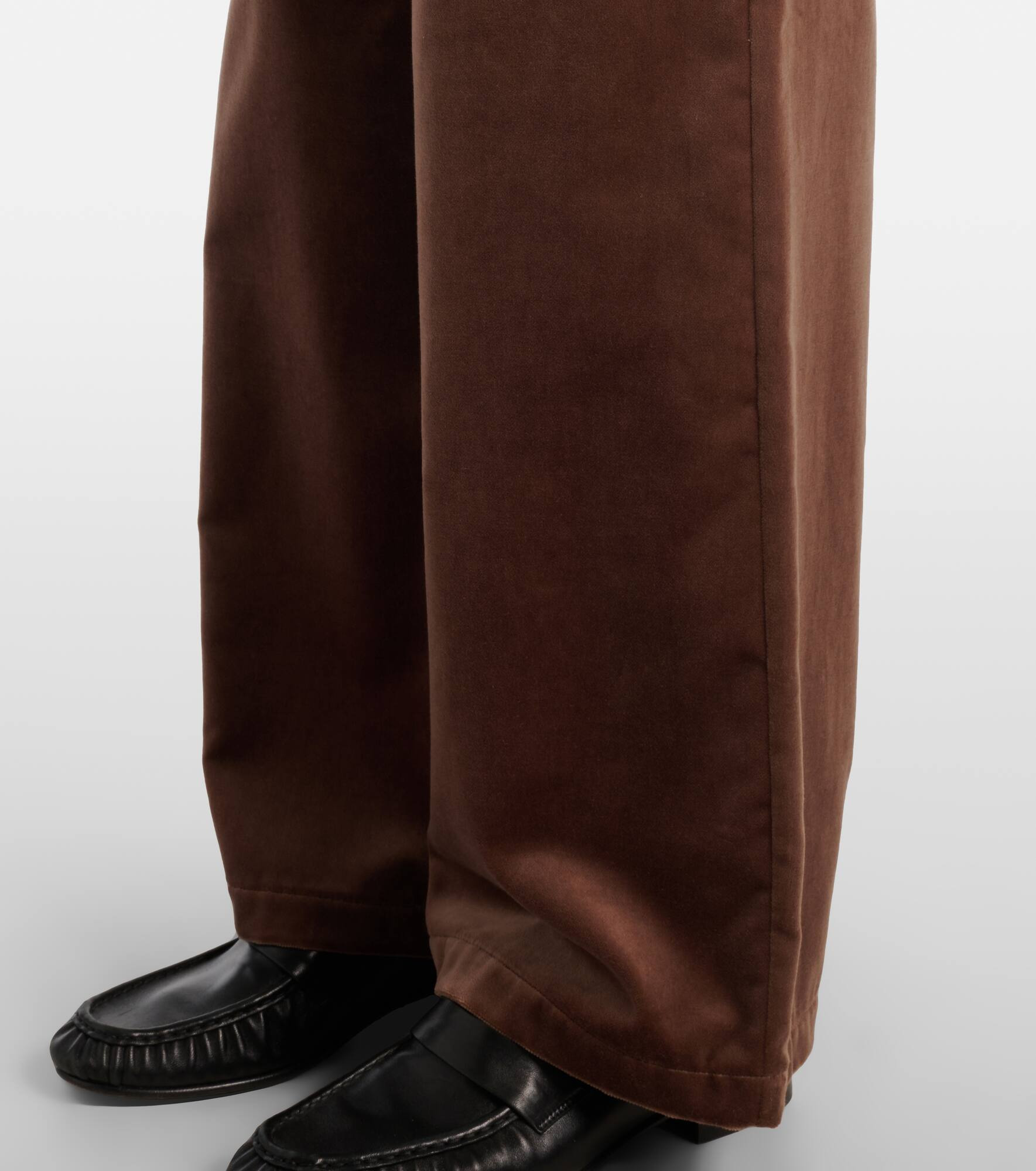 High-rise cotton velvet wide-leg pants - 6