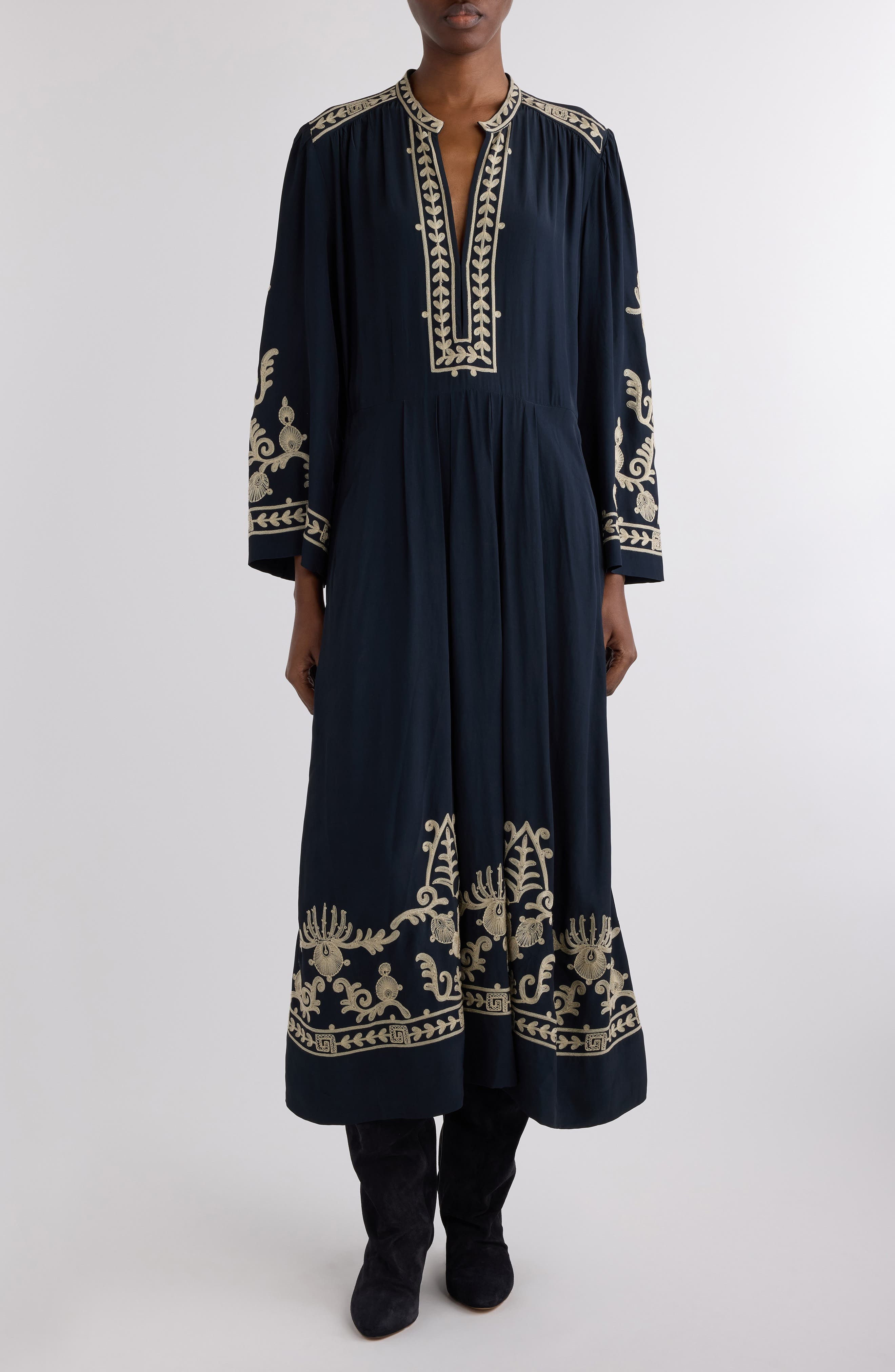Isabel Marant Étoile Feliana Embroidered Long Sleeve Maxi Dress in Black at Nordstrom - 1