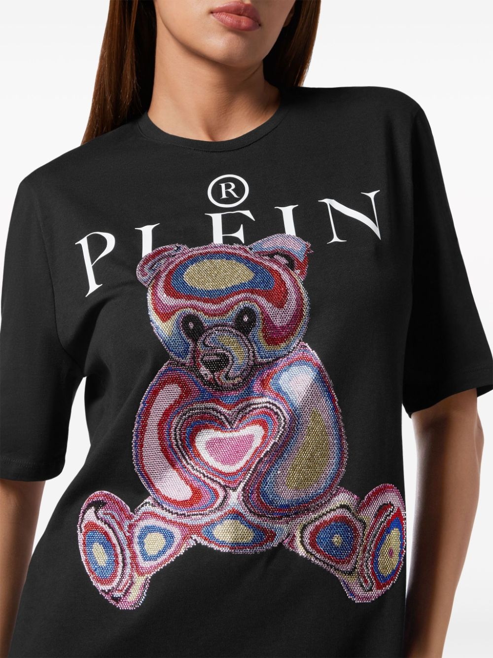 teddy bear-embroidered cotton minidress - 5