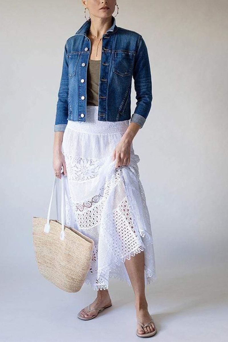 L'AGENCE Janelle Raw Denim Jacket outlook