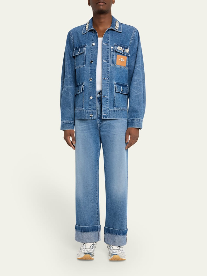 Simone Rocha Men's Embellished Washed Denim Carpenter Jeans outlook