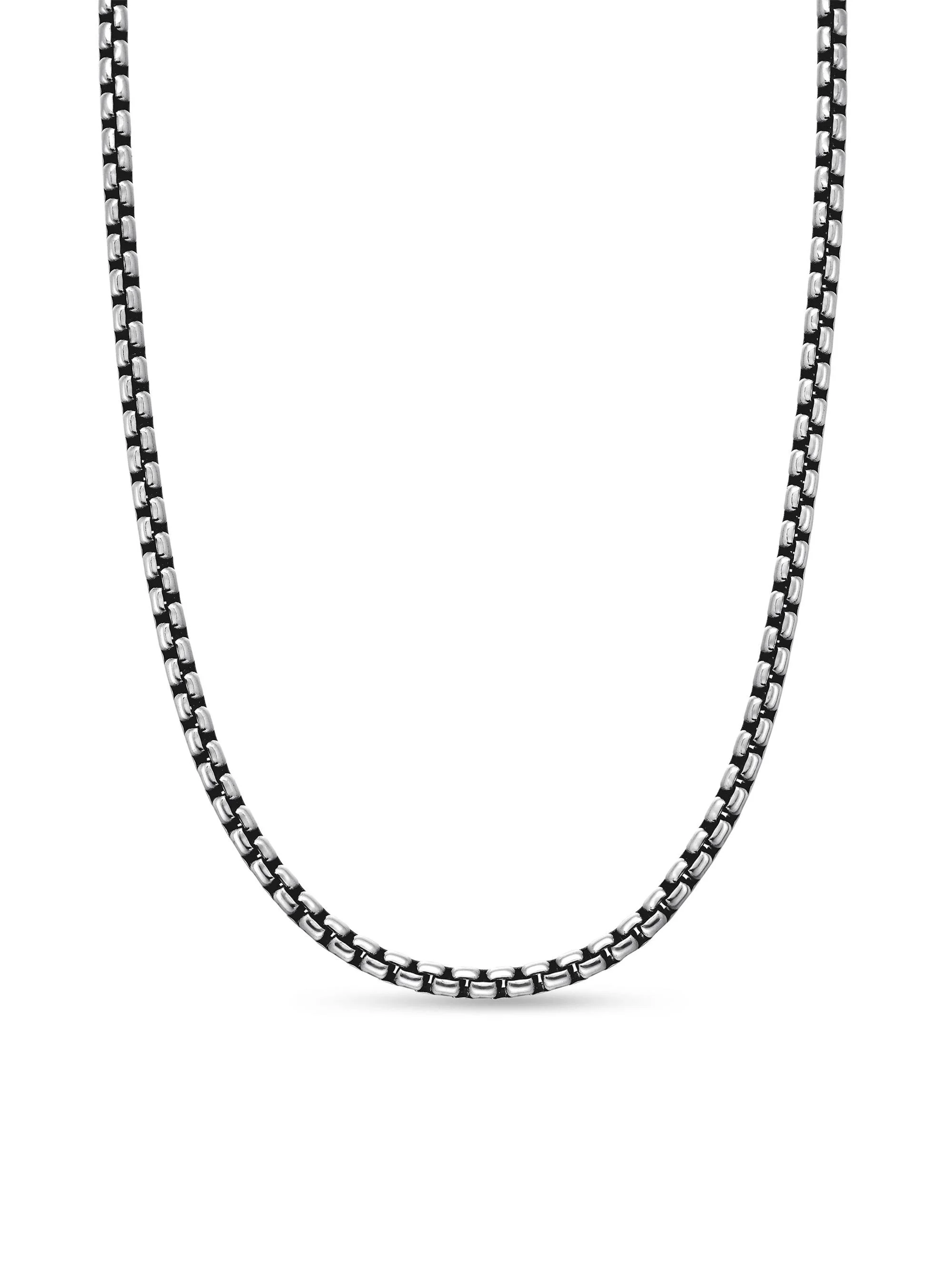 Men's Box Chain Necklace in Sterling Silver, 3.6mm - Silver - 1